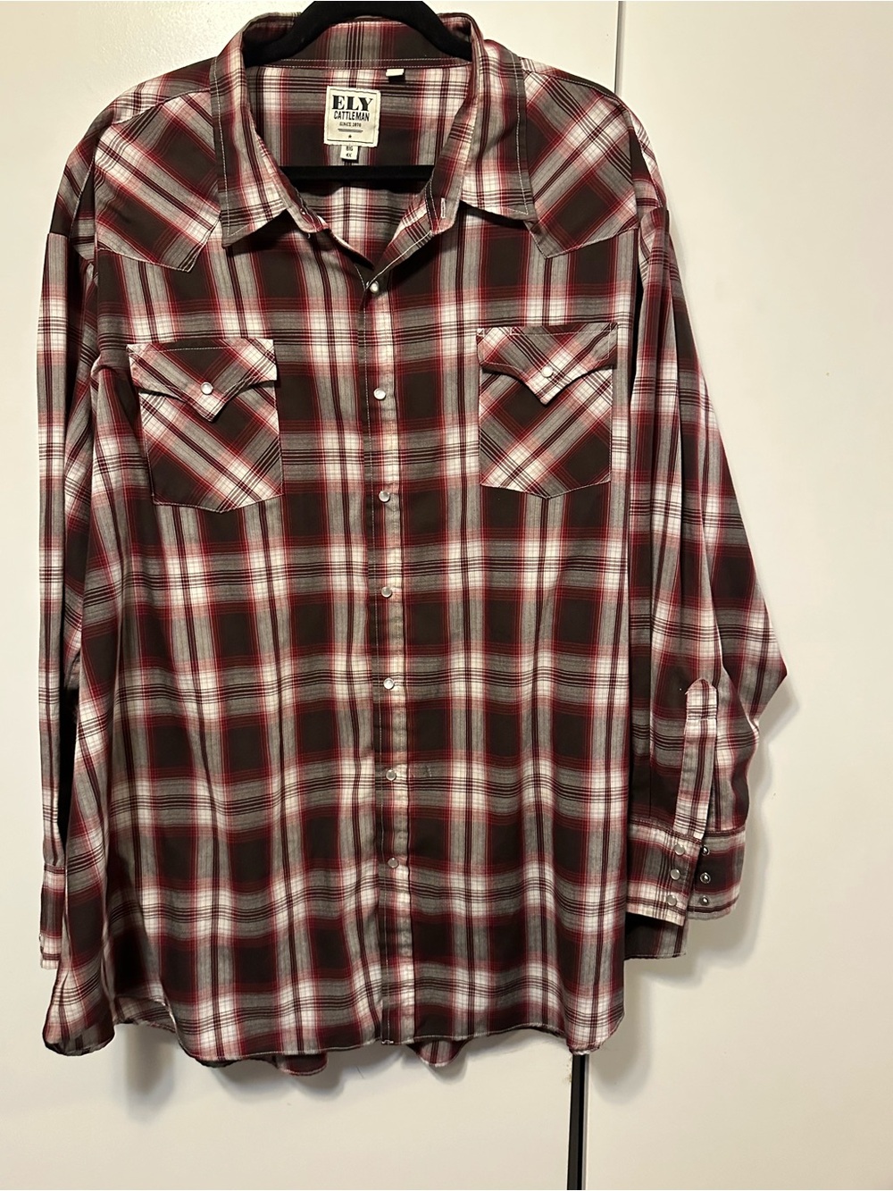 Ely Cattleman Brown, Red and White Plaid Western Shirt